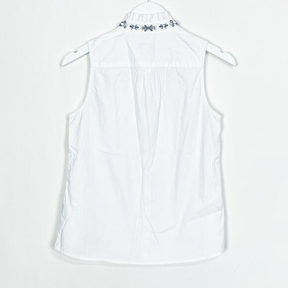 J. Crew White Ruffled Rhinestone Top - Picture 8 of 11